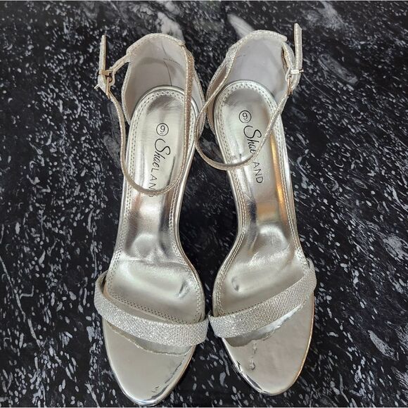 BRAND NEW SHOE LAND SHIMMER GLITTER  HIGH HEEL STILETTO ROUND TOE SANDAL - Picture 2 of 16